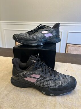 Babolat Ortholite Jet Tere AC Women 10 Black & Gray Tennis Shoes with Pink Logo